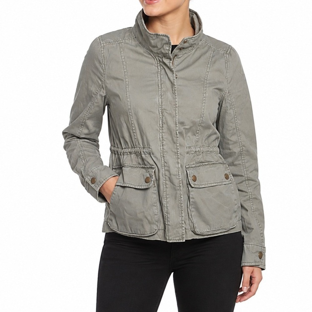 Aeropostale Utility Jacket Women M Green Military Field Cotton Twill Anorak Coat